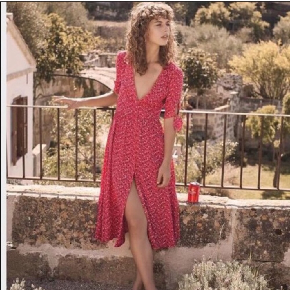 Auguste the label red midi dress
